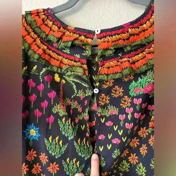 Farm Rio Fruit Garden Ruffle Puff Sleeve Blouse Women’s Size Small - Picture 7 of 16